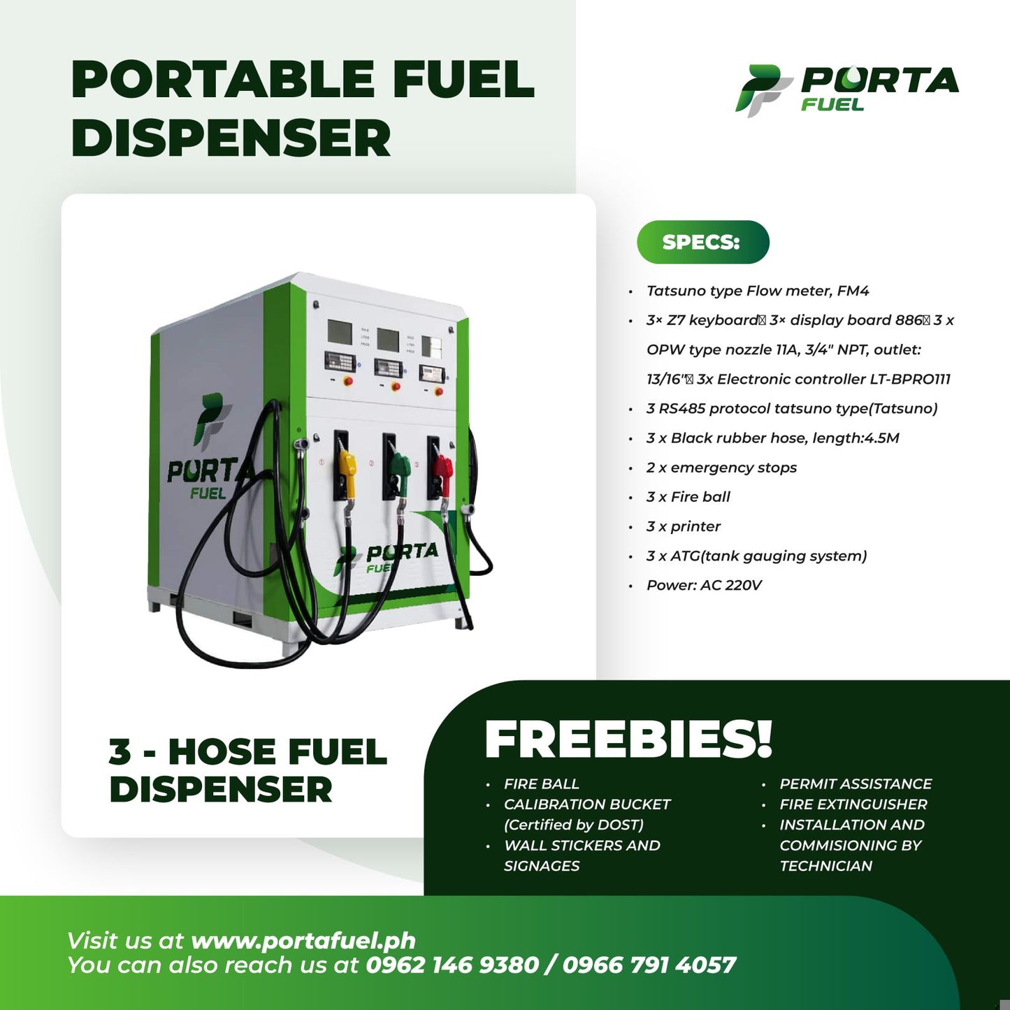 3 Hoses 6000 Liters (2000/2000/2000) - Portable Fuel Dispenser